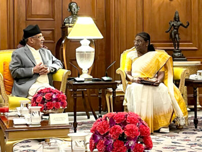 भारतका राष्ट्रपति मुर्मुसँग प्रधानमन्त्री दाहालको शिष्टाचार भेट